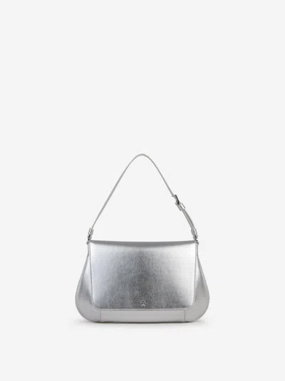 Amina Muaddi Metallic Shoulder Bag In Silver
