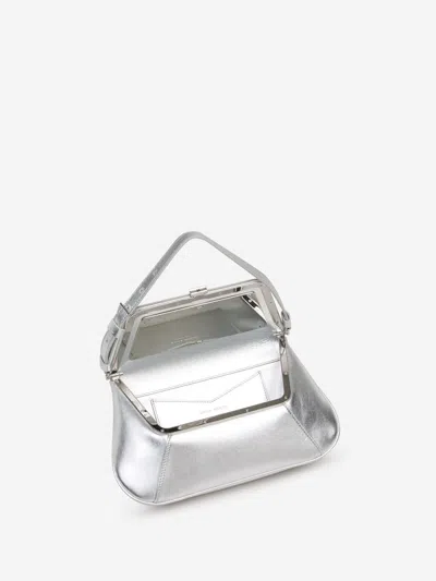 Amina Muaddi Metallic Shoulder Bag In Silver