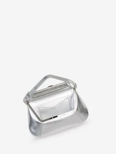 Amina Muaddi Metallic Shoulder Bag In Silver