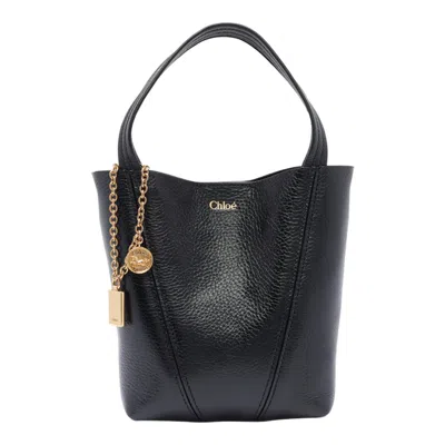 Chloé Structured Shoulder Bag Gold Hardware In Black
