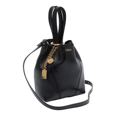 Chloé Structured Shoulder Bag Gold Hardware In Black