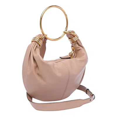 Chloé Women Bracelet Small Leather Hobo Bag In Pink
