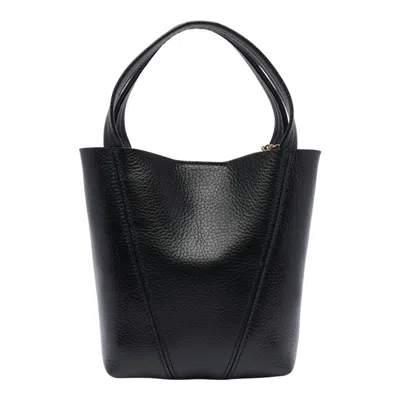 Chloé Structured Shoulder Bag Gold Hardware In Black