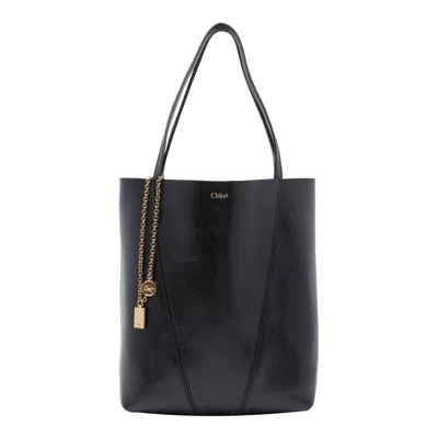 Chloé Small Spin Tote In Grained Leather Bags In Black