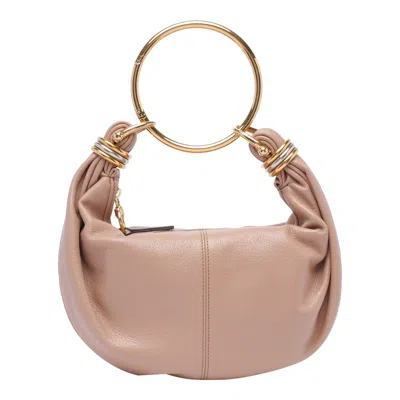 Chloé Women Bracelet Small Leather Hobo Bag In Pink