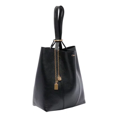Chloé Small Spin Tote In Grained Leather Bags In Black