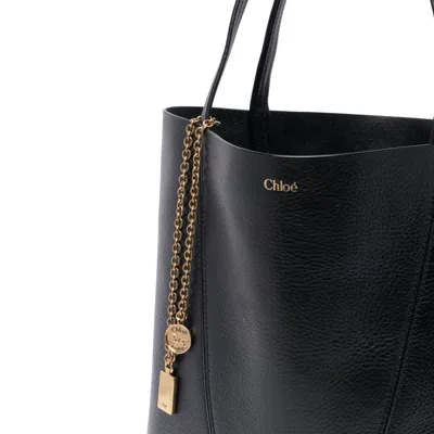 Chloé Small Spin Tote In Grained Leather Bags In Black