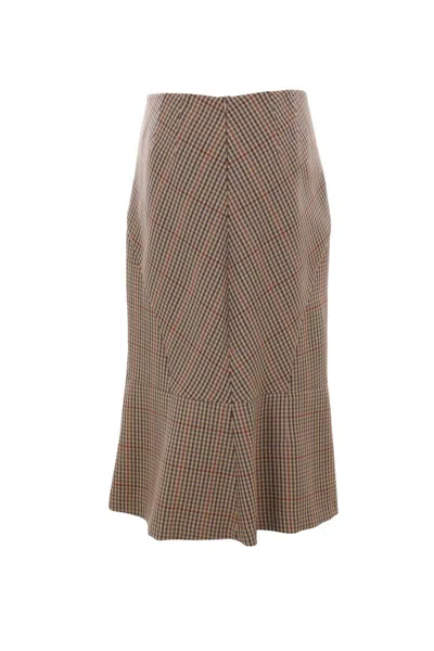 Dries Van Noten Checked Flared Skirt In Brown