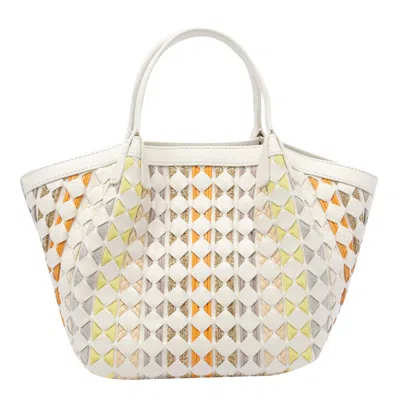 Serapian Mini Mosaico Secret Tote Bag In White