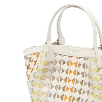Serapian Mini Mosaico Secret Tote Bag In White