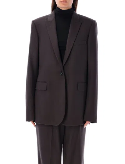Stella Mccartney Gold Button Single Breast Blazer In Brown