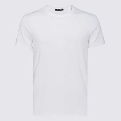 Tom Ford Mens White Brand-embroidered Crewneck Cotton-blend T-shirt In White