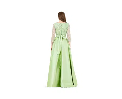 Amri Beaded Bodice Column Gown With Cascading Train