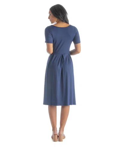 24seven Comfort Apparel Petites Midi Dress With Short Sleeves And Pocket Detail