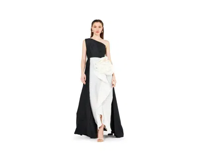 Amri Women's One Shoulder Dress With Cascading Ruffle Flower Detail