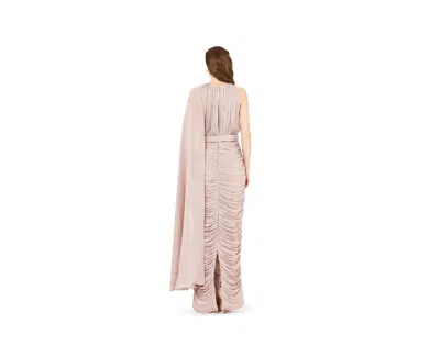 Amri Asymmetric Cutout Ruched Dress With Single Cape Sleeve