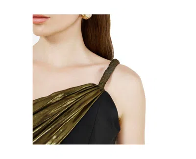 Amri Women's Braided Strap One Shoulder Metallic Drape Dress