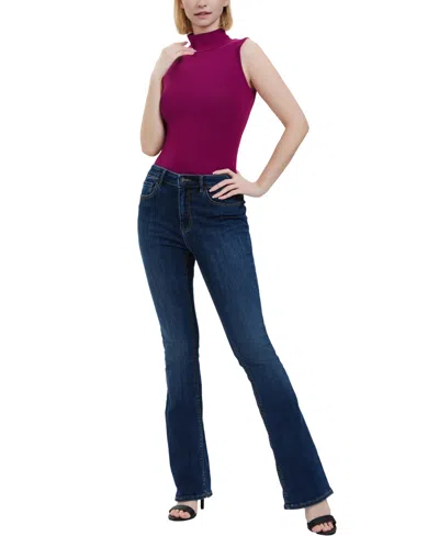 Kimi & Kai Turtleneck Sleeveless Bodysuit In Burgundy