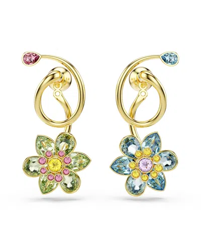 Swarovski Idyllia Gold-tone Plated Asymmetrical Design Drop Earrings