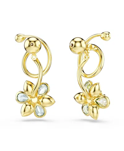 Swarovski Idyllia Gold-tone Plated Asymmetrical Design Drop Earrings