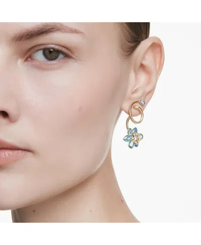 Swarovski Idyllia Gold-tone Plated Asymmetrical Design Drop Earrings
