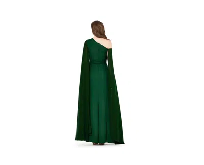 Amri Women's Asymmetric Hand Embellished Cape Sleeve Gown