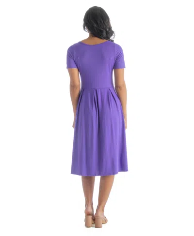24seven Comfort Apparel Petites Midi Dress With Short Sleeves And Pocket Detail