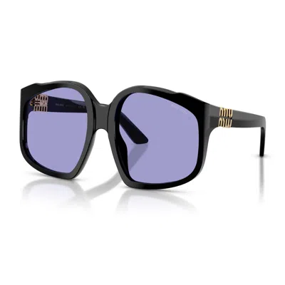 Miu Miu Oversized Geometric Frame Sunglasses With Elegant Detailing In Blue