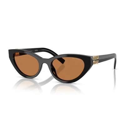 Miu Miu 0mu A04s 16k10i Nero Sunglasses In Brown