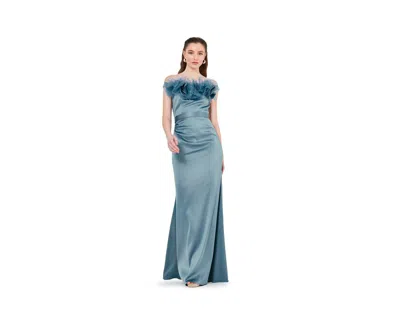Amri Women's Organza Floral Detail Pleated Satin Gown