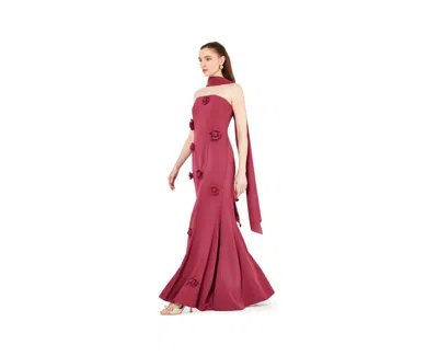 Amri Floral Applique Strapless Mermaid Gown