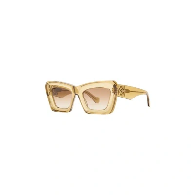 Loewe Womens Transparent Olive Beveled Cat-eye Acetate Sunglasses In Gold