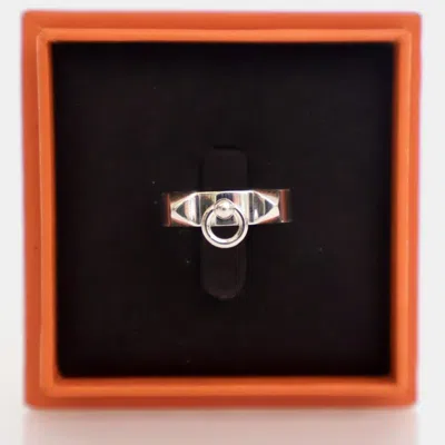 Pre-owned Hermes Sterling Silver Collier De Chien Ring Eu 54
