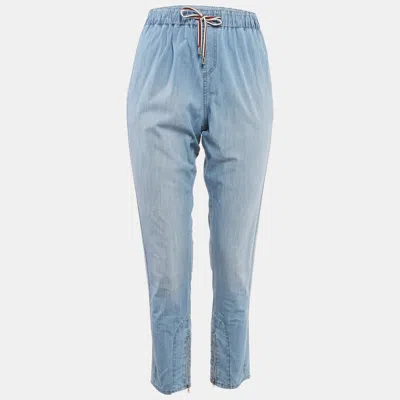 Pre-owned Gucci Blue Faded Denim Jogger Pants M