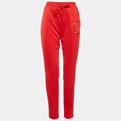 Pre-owned Love Moschino Red Jersey Track Trouser M