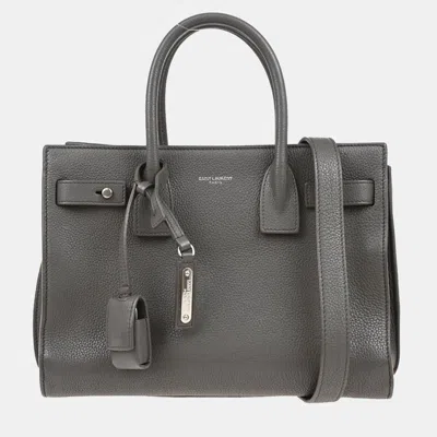Pre-owned Saint Laurent Sac De Jour Gray Calfskin Leather Tote Bag