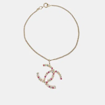 Pre-owned Chanel Gold Chain Bracelet Rhinestone