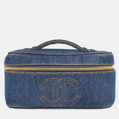 Pre-owned Chanel Cc Blue Denim Vanity Handbag