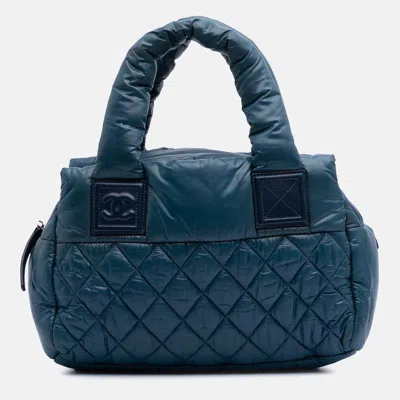 Pre-owned Chanel Blue Small Quilted Nylon Coco Cocoon Tote