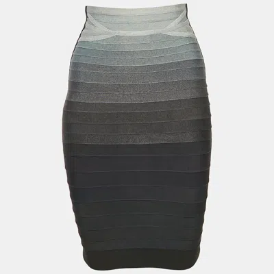 Pre-owned Herve Leger Grey Bandage Knit Pencil Skirt Xs In Gray