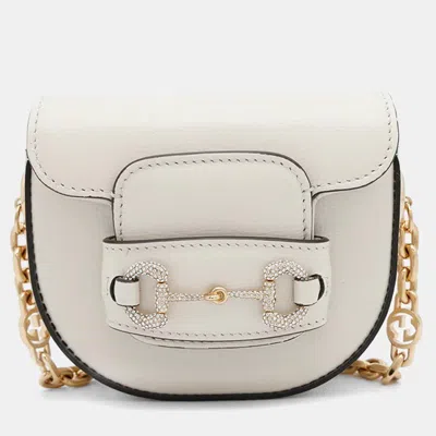Pre-owned Gucci Horsebit 1955 White Leather Belt Bag