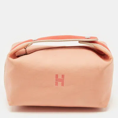Pre-owned Hermes Goyave Canvas Large Bride-a-brac Pouch