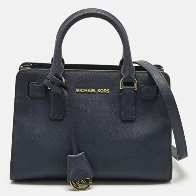 Pre-owned Michael Kors Navy Blue Leather Small Dillon Tote