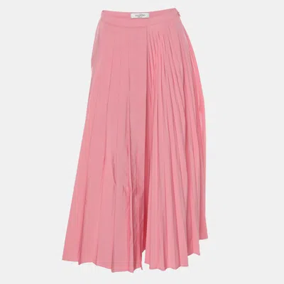 Pre-owned Valentino Pink Cotton Blend Pleated Skirt S
