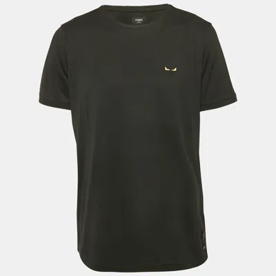 Pre-owned Fendi Black Monster Eyes Embroidered Jersey T-shirt Xl