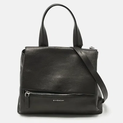 Pre-owned Givenchy Black Leather Pandora Flap Top Handle Bag