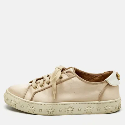 Pre-owned Aquazzura Blush Pink Satin L.a Low Top Sneakers Size 36 In Sand