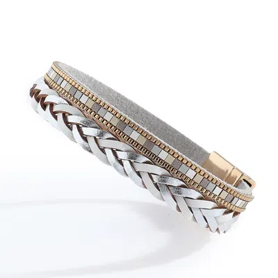 Sohi Women's Mint Green Plait Leather Bracelet