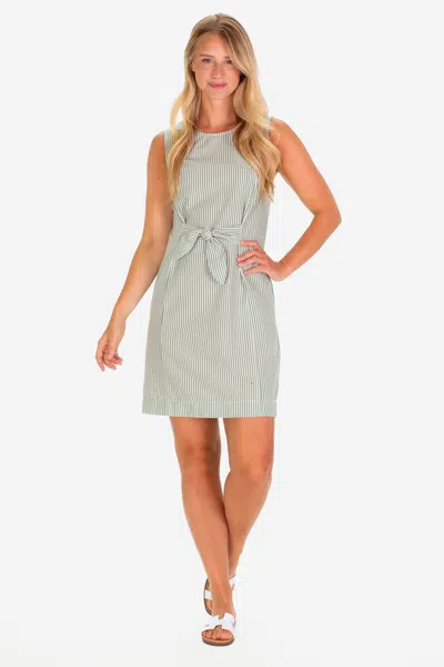 Duffield Lane The Kalyn Dress In Green Seersucker In Green