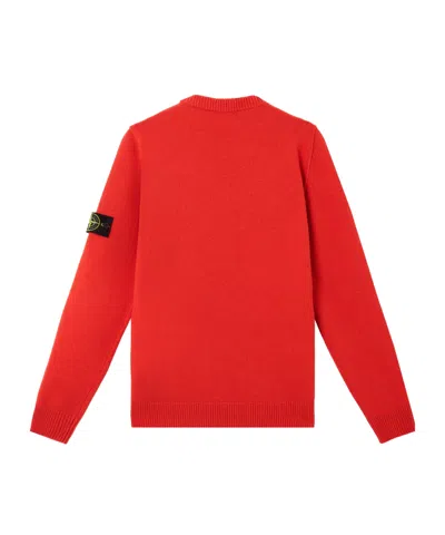 Stone Island Orange Brushed Organic Cotton Crewneck Sweatshirt In Red